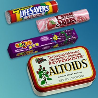 Four individual packages of Altoids®, Life Savers®, Creme Savers® and Sugus®