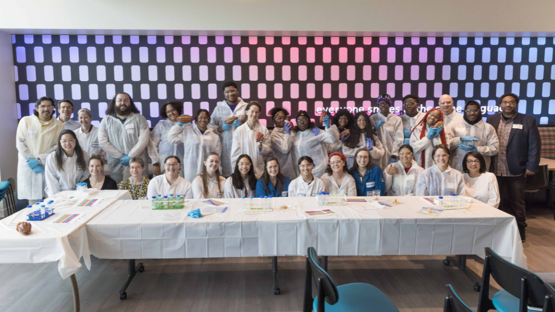 After School Matters students and Mars Associates pose for a photo at the Mars Wrigley Global Innovation Center