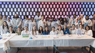 After School Matters students and Mars Associates pose for a photo at the Mars Wrigley Global Innovation Center