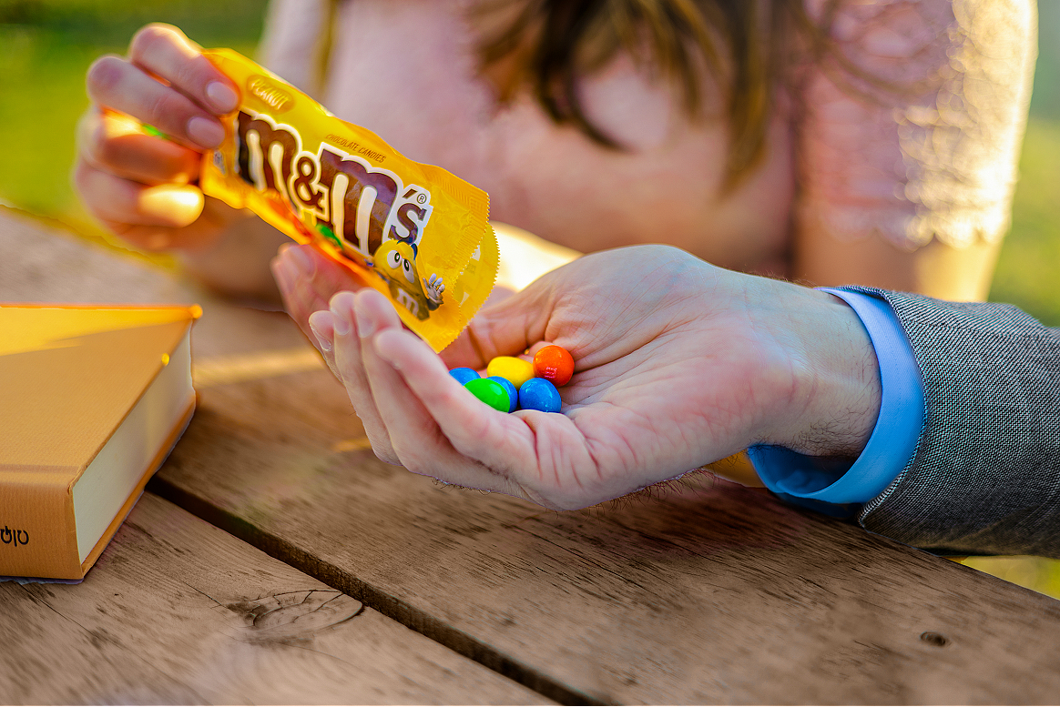 Hand with M&Ms