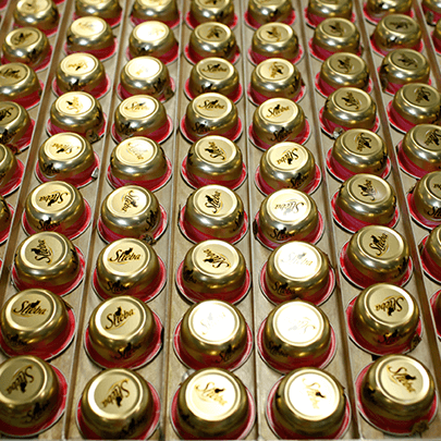 A large tray of SHEBA® cat food.